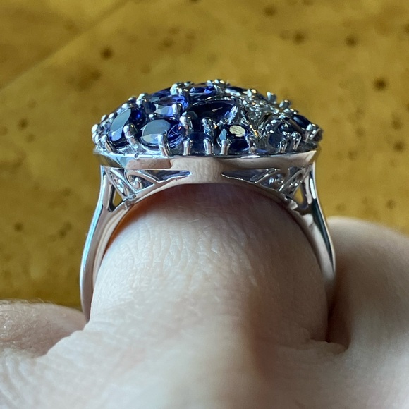 Natural Iolite Sterling Silver Cocktail Ring Size 7 - Picture 2 of 9